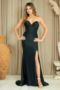 Glamorous Mermaid Sweetheart Neck Strapless Lace Up Back High Slit Train Length Evening Dress