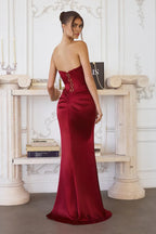 Glamorous Mermaid Sweetheart Strapless Lace Up Back Floor Length Prom Dress