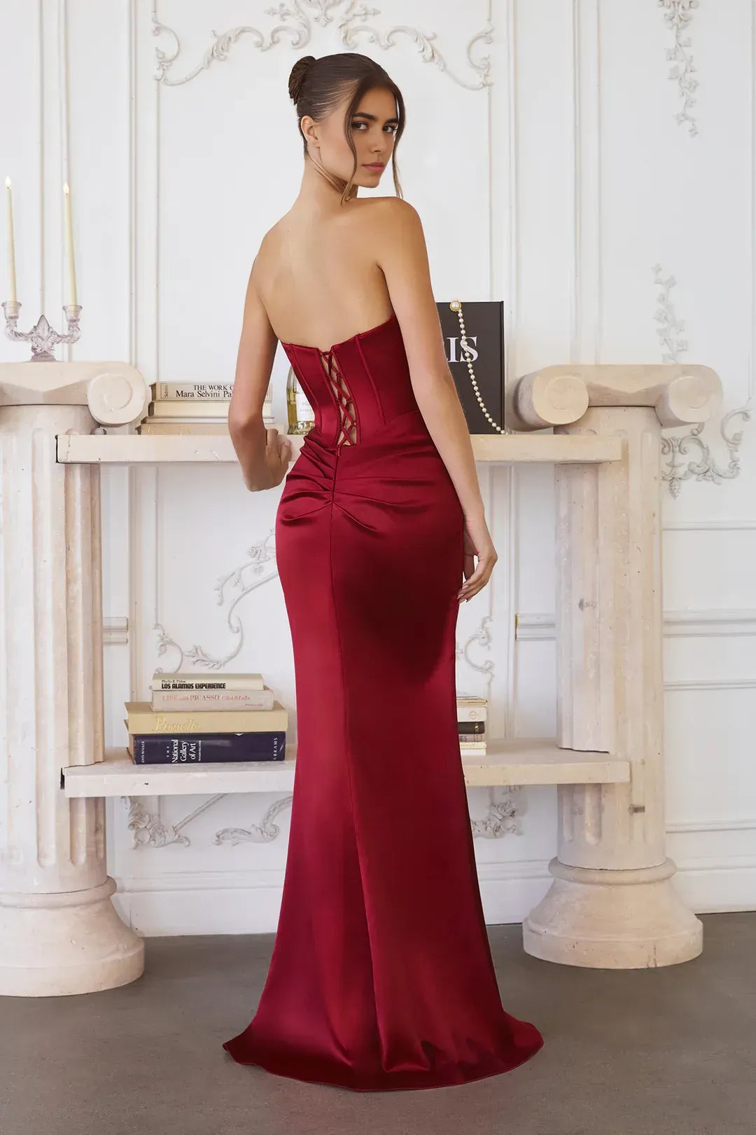 Glamorous Mermaid Sweetheart Strapless Lace Up Back Floor Length Prom Dress