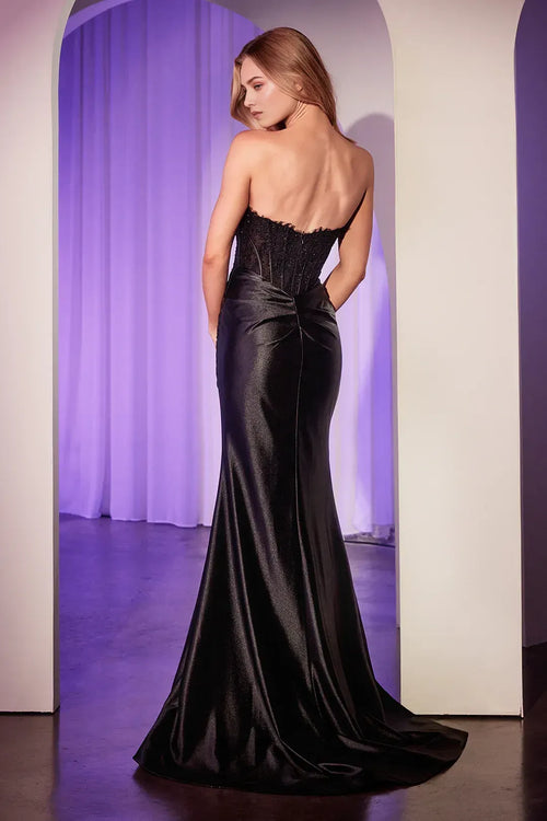 Glamorous Mermaid Sweetheart Strapless Open Back Floor Length Prom Dress