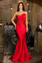 Glamorous Mermaid Sweetheart Strapless Open Back Train Floor Length Prom Dress