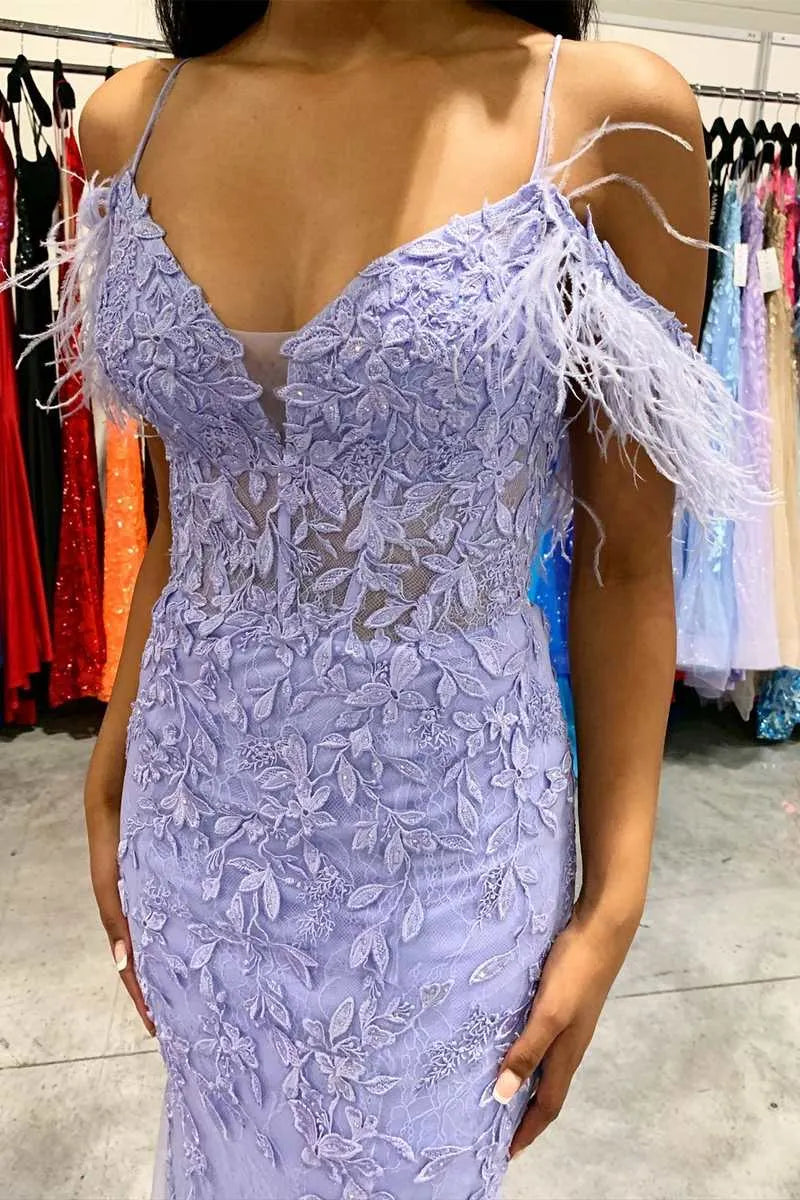 Mermaid V Neck Cold Shoulder Maxi Prom Dress