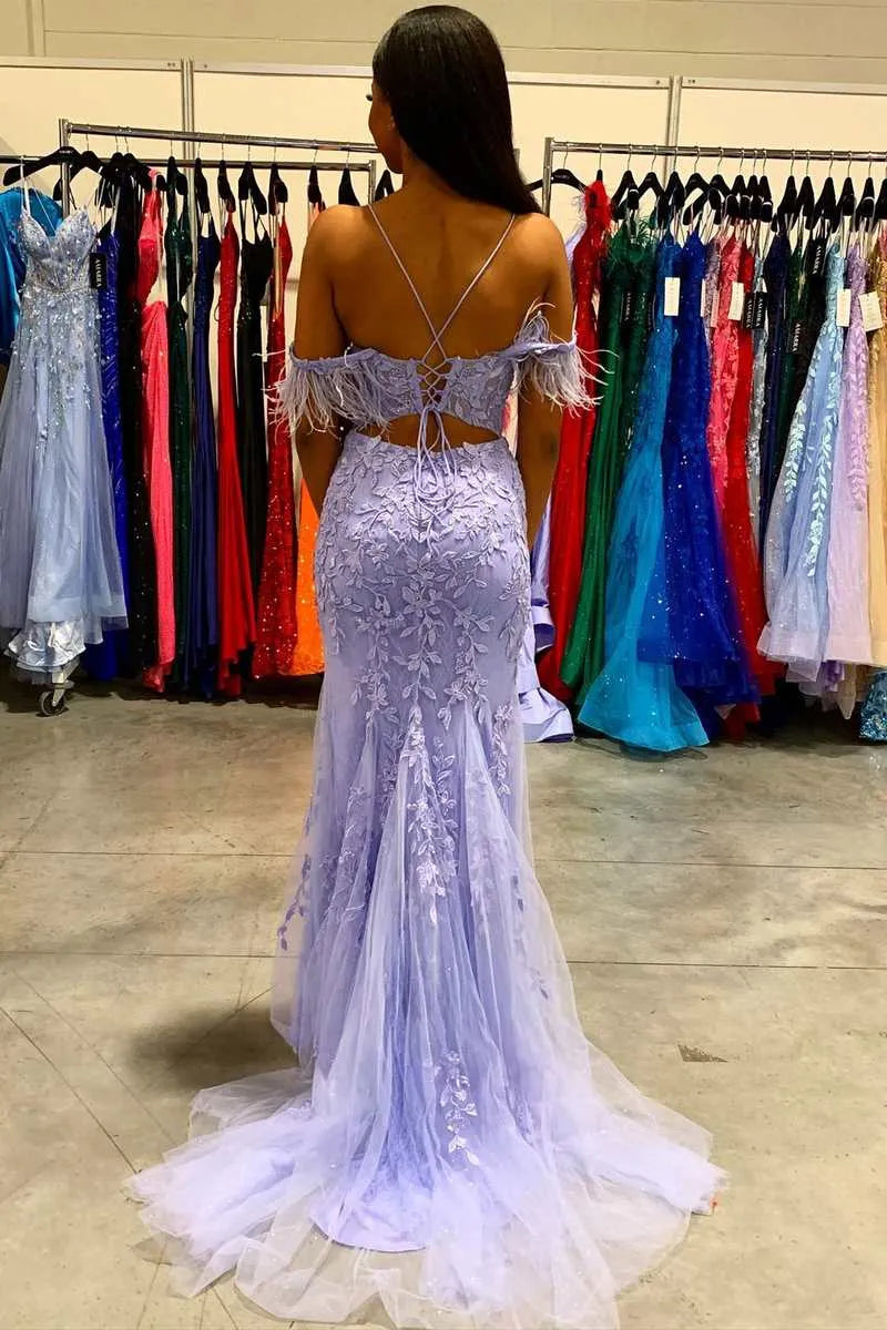 Mermaid V Neck Cold Shoulder Maxi Prom Dress