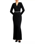 Glamorous Mermaid V Neck Long Sleeve Zipper Back Floor Length Prom Dress
