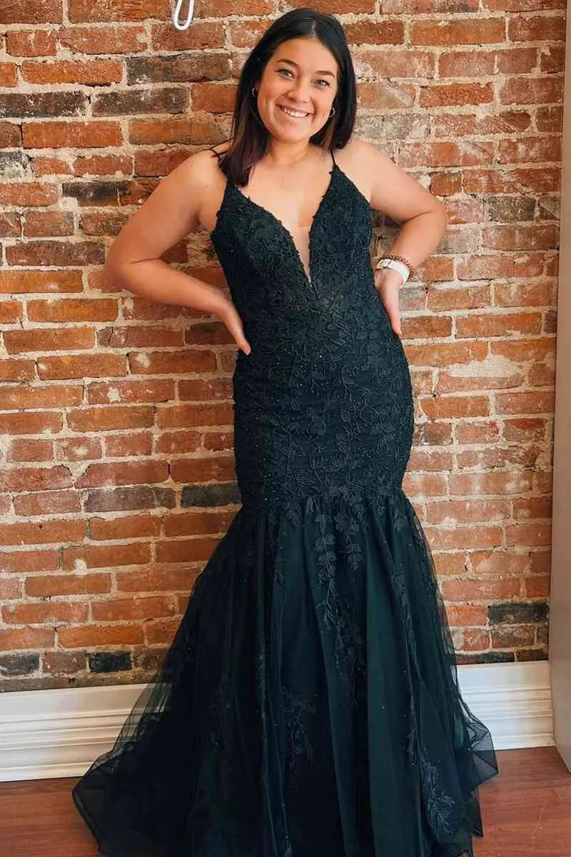 Mermaid V Neck Sleeveless Maxi Prom Dress