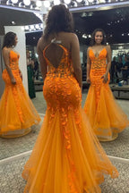 Mermaid V Neck Sleeveless Maxi Prom Dress