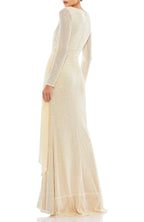 Glamorous Sheath Boat Neck Long Sleeve Zipper Back Floor Length Evening Dress