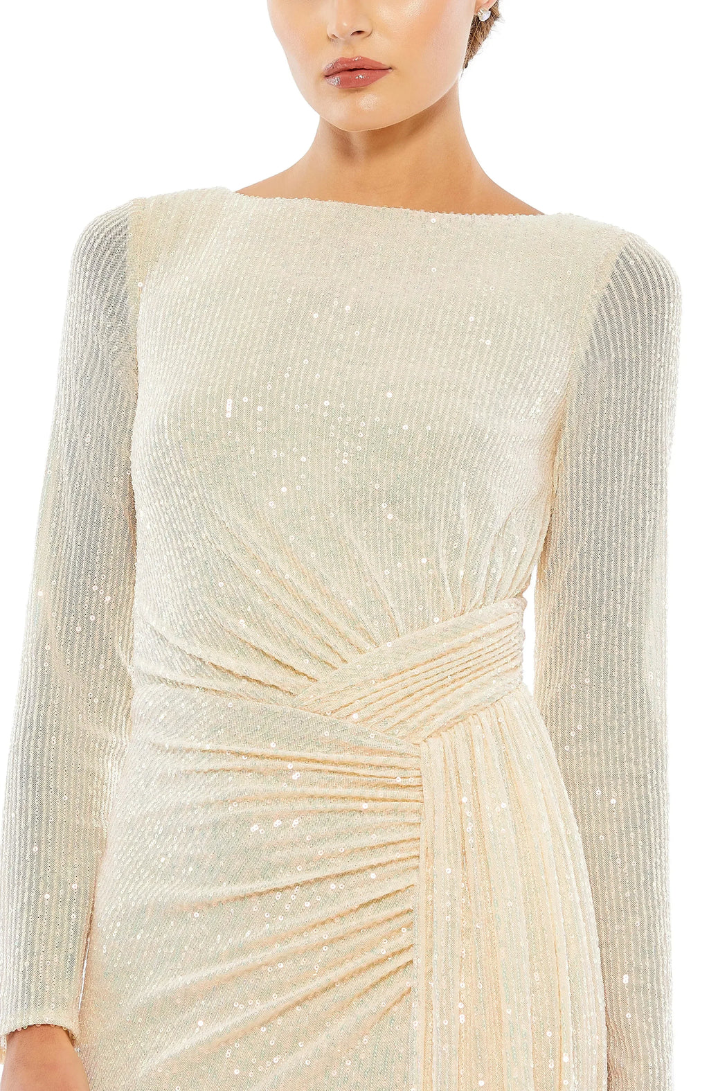 Glamorous Sheath Boat Neck Long Sleeve Zipper Back Floor Length Evening Dress