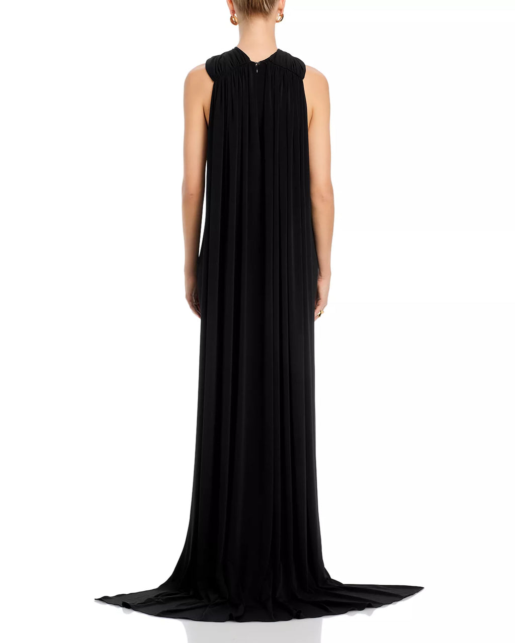 Glamorous Sheath Cowl Halter Neck Sleeveless Train Back Floor Length For Adults Prom Dress