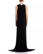 Glamorous Sheath Cowl Halter Neck Sleeveless Train Back Floor Length For Adults Prom Dress