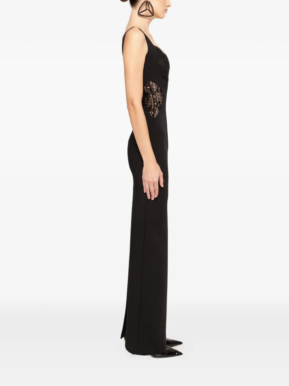 Glamorous Sheath Deep V Neck Sleeveless Cut Out Back Floor Length Prom Dress