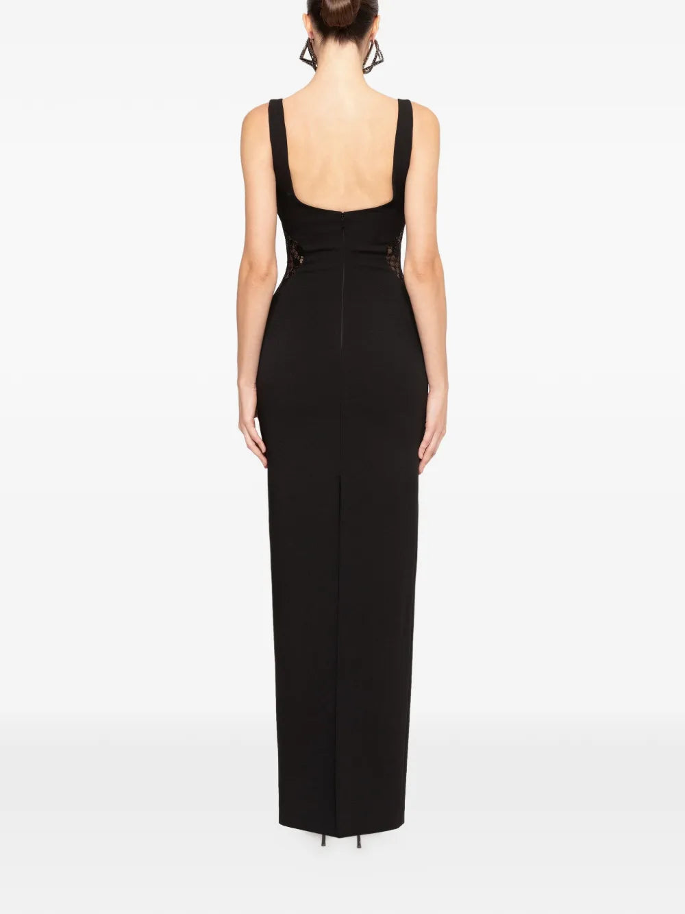 Glamorous Sheath Deep V Neck Sleeveless Cut Out Back Floor Length Prom Dress