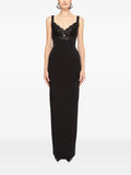 Glamorous Sheath Deep V Neck Sleeveless Cut Out Back Floor Length Prom Dress