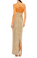 Glamorous Sheath Halter Neck Sleeveless Open Back Floor Length Evening Dress