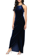 Glamorous Sheath Halter Neck Sleeveless Zipper Back Floor Length Evening Dress