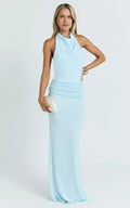 Glamorous Sheath Halter Sleeveless Open Back Floor Length Plus Size Evening Dress