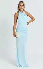 Glamorous Sheath Halter Sleeveless Open Back Floor Length Plus Size Evening Dress