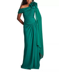 Glamorous Sheath One Shoulder Cape Sleeve Zipper Back Floor Length Prom Dress