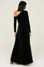 Glamorous Sheath One Shoulder Ruched Bodice High Slit Floor Length Plus Size Prom Dress