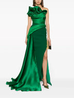 Glamorous Sheath One Shoulder Ruffled Sleeveless Zipper Back Floor Length Prom Dress