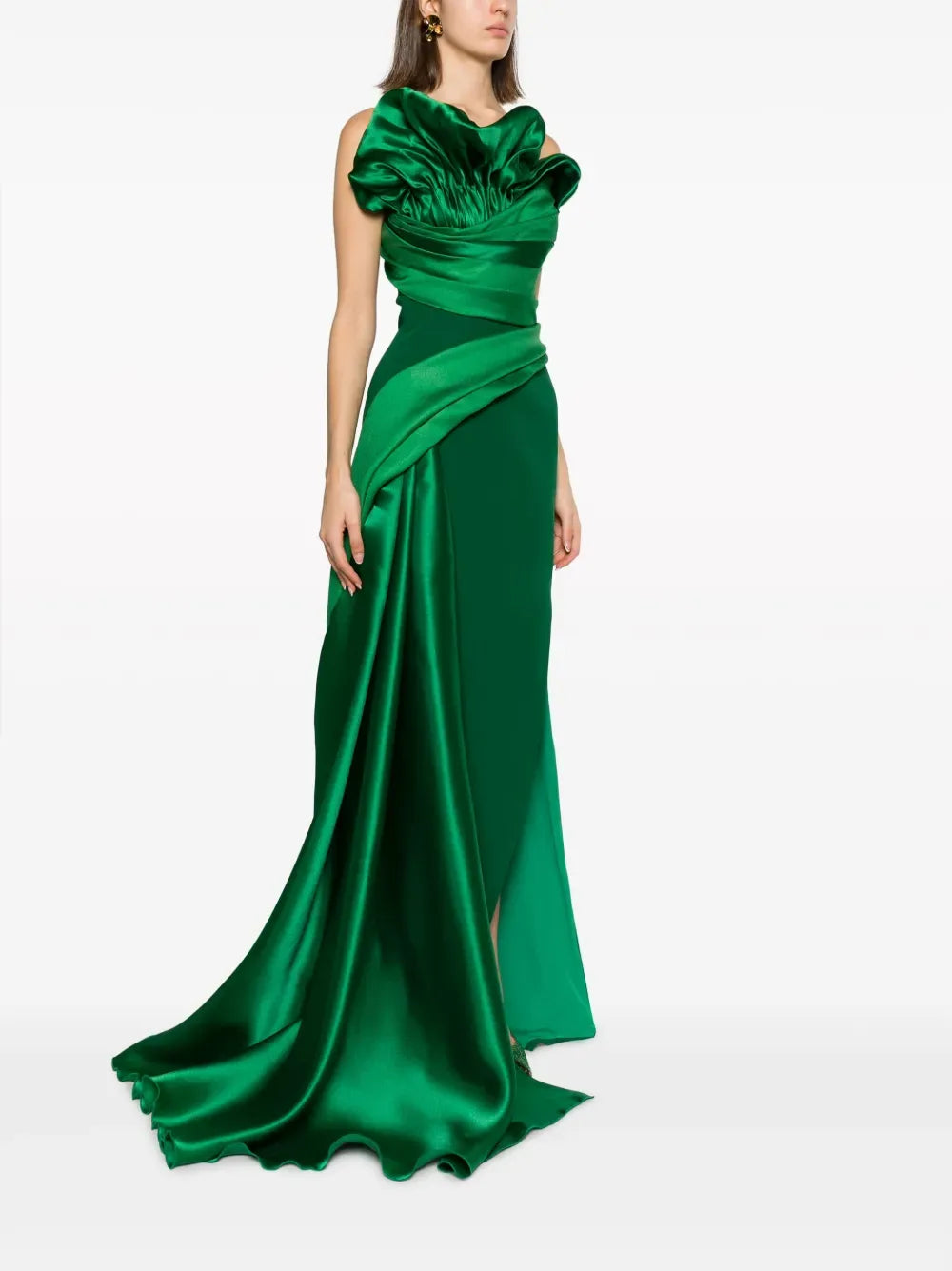 Glamorous Sheath One Shoulder Ruffled Sleeveless Zipper Back Floor Length Prom Dress