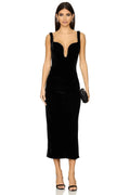 Glamorous Sheath Plunge Neck Sleeveless Zipper Back Midi Evening Dress