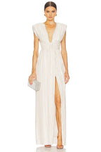 Glamorous Sheath Plunge V Neck Cap Sleeve Embellished Back Floor Length Evening Dress