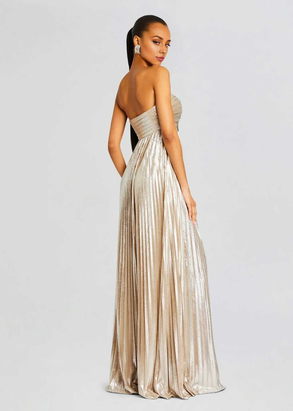 Glamorous Sheath Strapless Sleeveless Side Slit Floor Length Plus Size Prom Dress