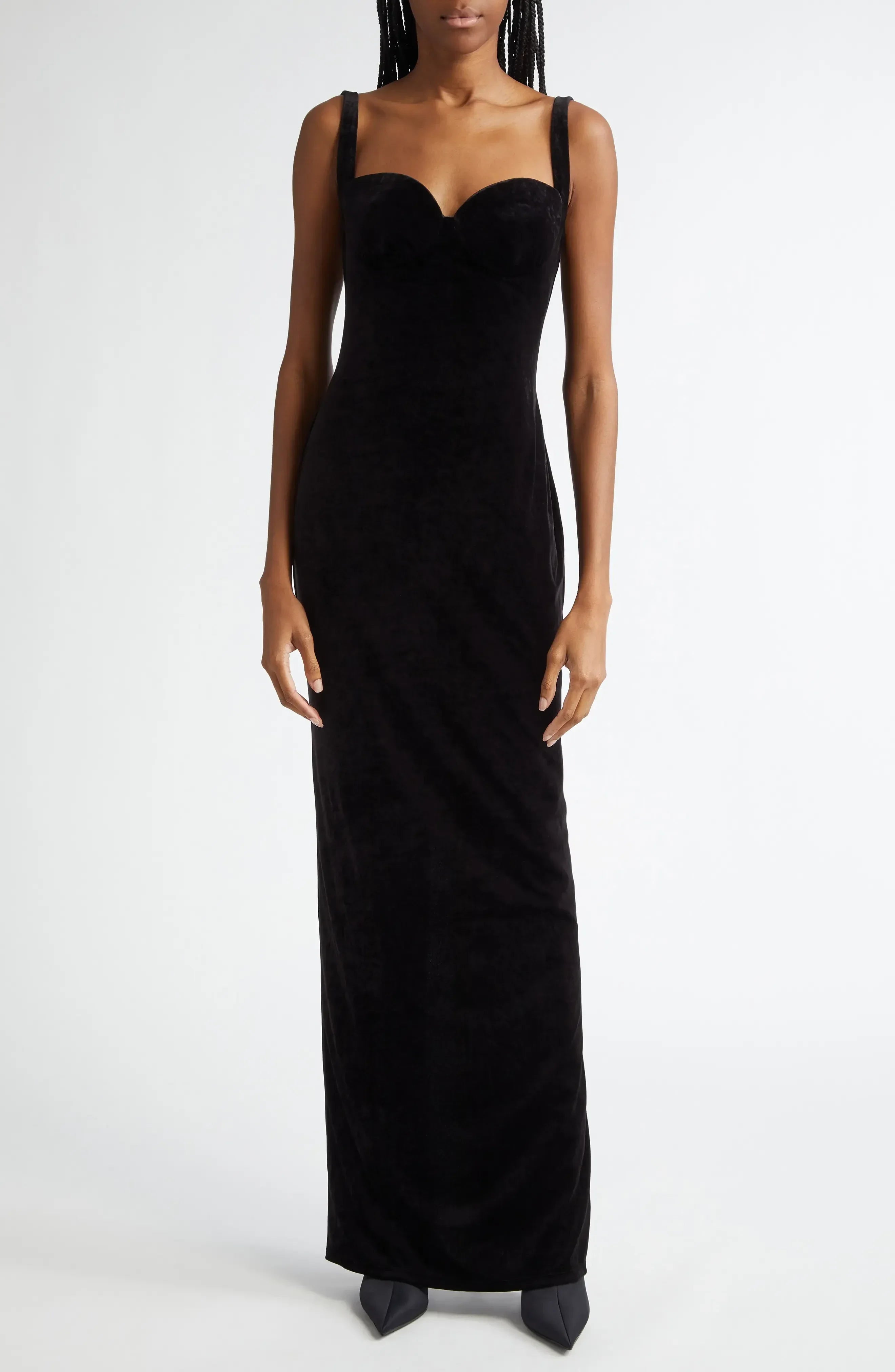 Glamorous Sheath Sweetheart Neck Sleeveless Open Back Floor Length Evening Dress