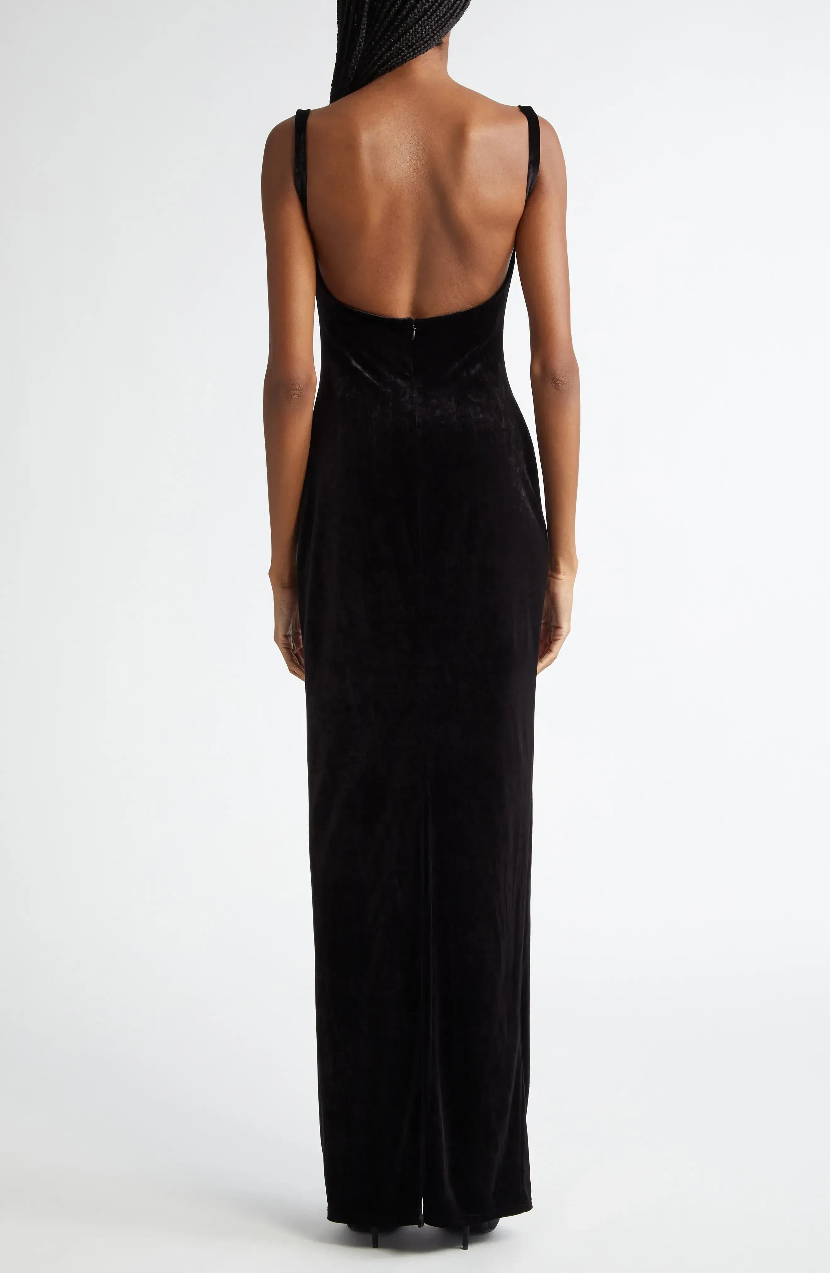 Glamorous Sheath Sweetheart Neck Sleeveless Open Back Floor Length Evening Dress
