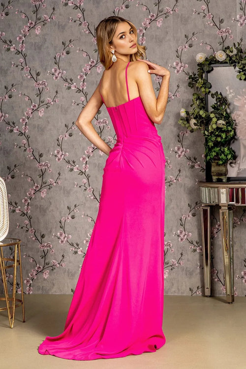 Glamorous Sheath Sweetheart Spaghetti-Strap Open-Back Train-Floor-Length Prom Dress