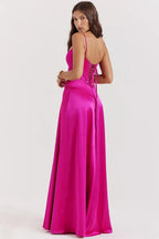 Spaghetti Strap Corset Lace-Up Back A-Line Maxi Dress