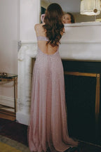 Spaghetti Strap Open Back A-Line Prom Dress