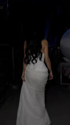 Strapless Beaded Corset Draped Ruched Maxi Dress