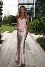 Strapless Beaded Corset Mermaid Maxi Dress
