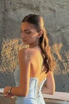 Strapless Corset Lace-Up Mermaid Prom Dress With Slit