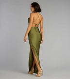 Glamorous Trumpet Cowl Neck Spaghetti Strap Lace Up Back Floor Length Prom Dress
