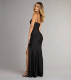 Glamorous Trumpet Plunge Neck Spaghetti Strap Zipper Back Floor Length Prom Dress