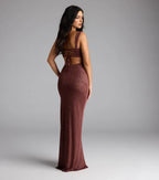Glamorous Trumpet Square Neck Sleeveless Lace Up Back Floor Length Prom Dress
