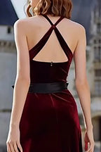 A-Line Halter Neck Sleeveless Floor-Length Prom Dress