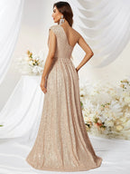 A-Line One-Shoulder Ruched Champagne Floor-Length Prom Dress