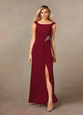 A-Line Scoop Neck Sleeveless Back Zip Floor-Length Mother of the Bride Dress
