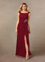 A-Line Scoop Neck Sleeveless Back Zip Floor-Length Mother of the Bride Dress