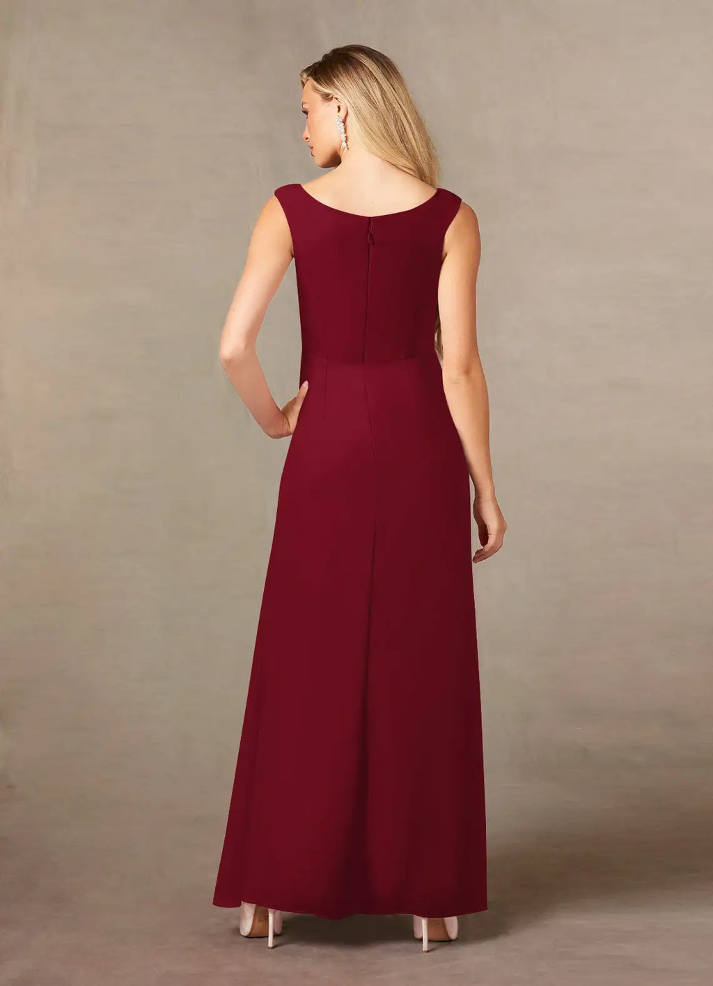 A-Line Scoop Neck Sleeveless Back Zip Floor-Length Mother of the Bride Dress
