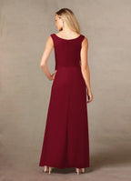 A-Line Scoop Neck Sleeveless Back Zip Floor-Length Mother of the Bride Dress