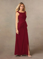 A-Line Scoop Neck Sleeveless Back Zip Floor-Length Mother of the Bride Dress