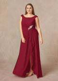 A-Line Scoop Neck Sleeveless Back Zip Floor-Length Plus Size Mother of the Bride Dress