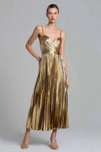 A-Line Sweetheart Sleeveless Metallic Ankle Length Prom Dress