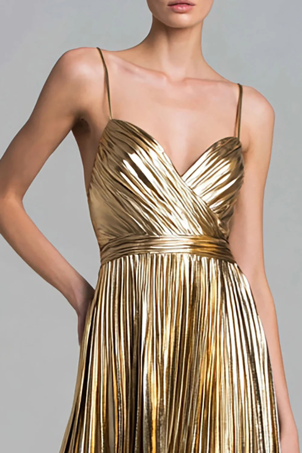 A-Line Sweetheart Sleeveless Metallic Ankle Length Prom Dress