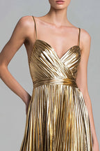 A-Line Sweetheart Sleeveless Metallic Ankle Length Prom Dress